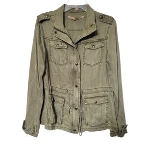 Max Jeans Burnout Green Tencel Utility Cinched Waist Jacket Size Small